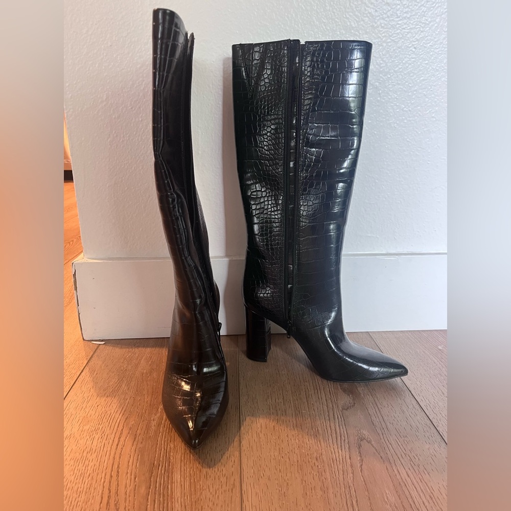 INC Croc Knee High Boots